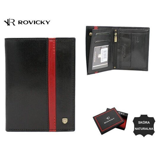 Portfel męski skórzany 22314-RVTP BLACK+RED