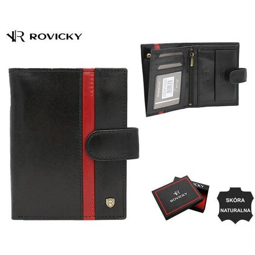 Portfel męski skórzany 22314L-RVTP BLACK+RED