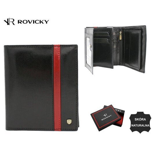 Portfel męski skórzany 22316-RVTP BLACK+RED