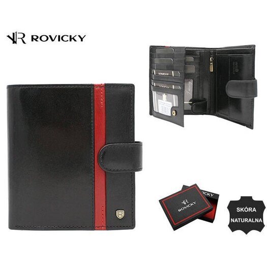 Portfel męski skórzany 22317L-RVTP BLACK+RED