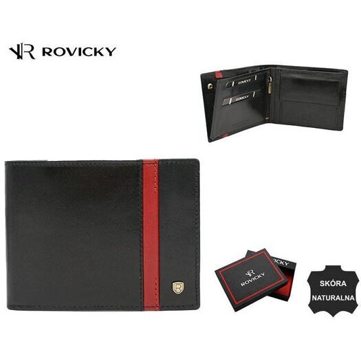 Portfel męski skórzany 22319-RVTP BLACK+RED