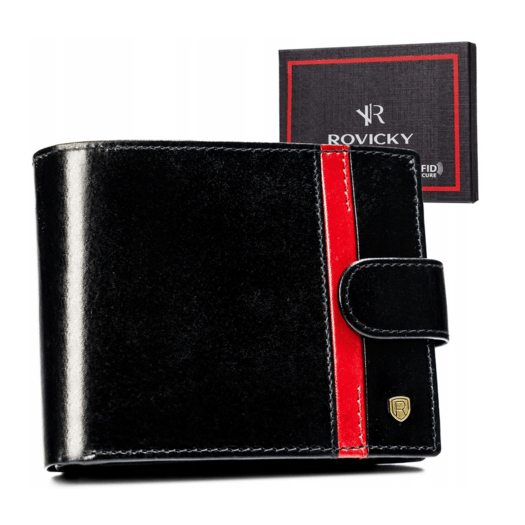 Portfel męski skórzany 22319L-RVTP BLACK+RED