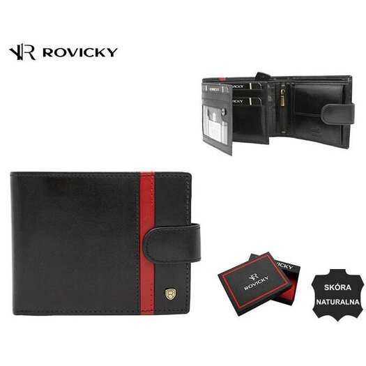 Portfel męski skórzany 22320L-RVTP BLACK+RED