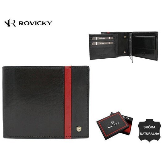 Portfel męski skórzany 22321-RVTP BLACK+RED