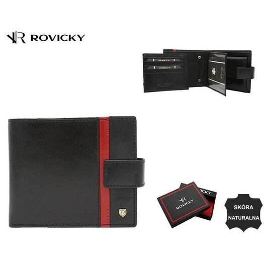 Portfel męski skórzany 22321L-RVTP BLACK+RED