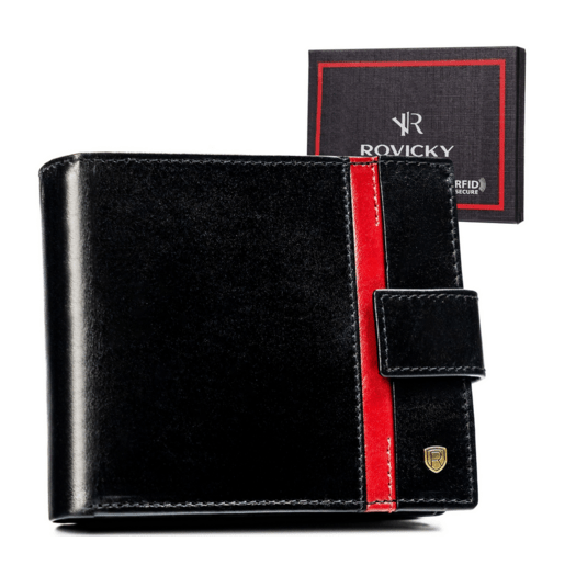 Portfel męski skórzany 22321L-RVTP BLACK+RED