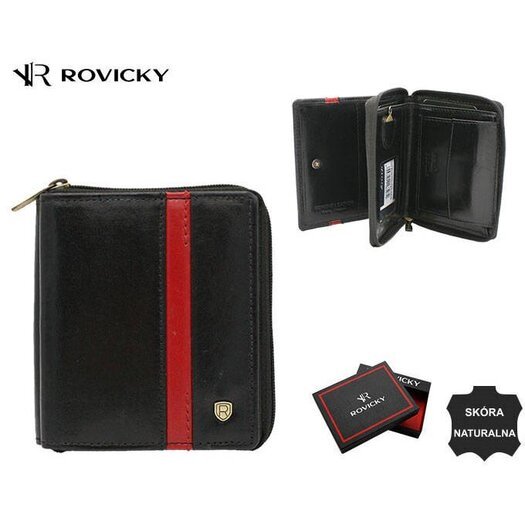 Portfel męski skórzany 22322-RVTP BLACK+RED