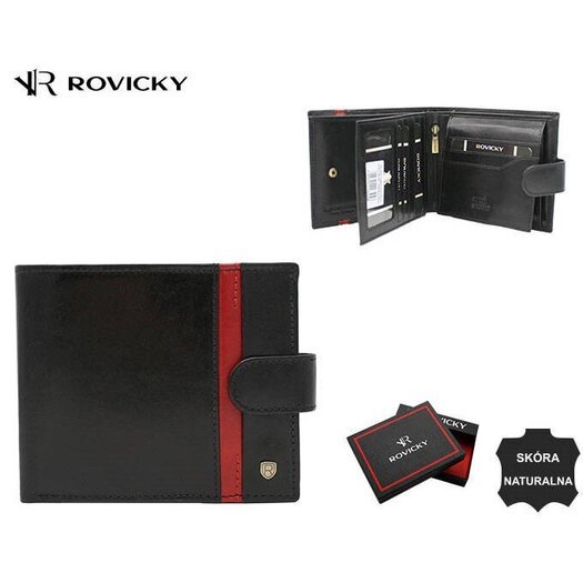 Portfel męski skórzany 22323-RVTP BLACK+RED