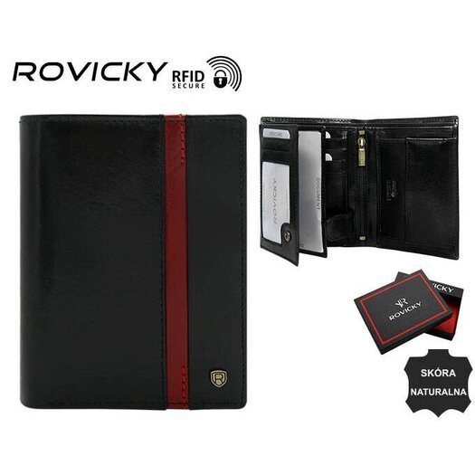 Portfel męski skórzany N4-RVTP-2978 Black-Red