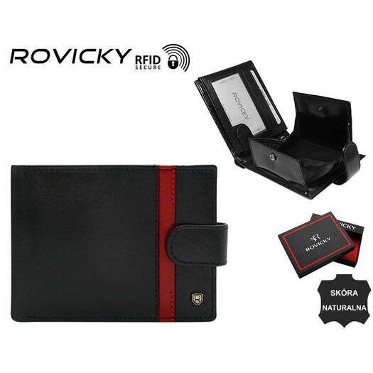 Portfel męski skórzany N61L-RVTP-3043 Black-Red