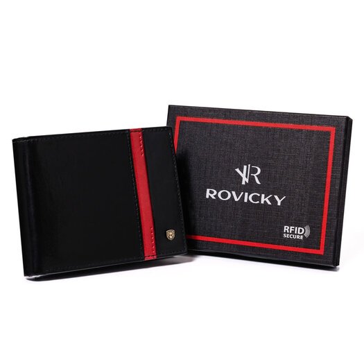 Portfel Męski skórzany N992-RVTP Black+Red