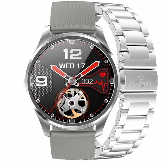 IŠMANUSIS LAIKRODIS SMARTWATCH G. Rossi SW012-3 silver/gray + dodatkowa BRANSOLETA (zg315c)