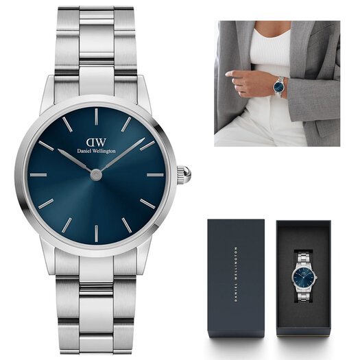 ZEGAREK DAMSKI DANIEL WELLINGTON DW00100457 Iconic Link Arctic 28mm Dark Blue (zw502c)