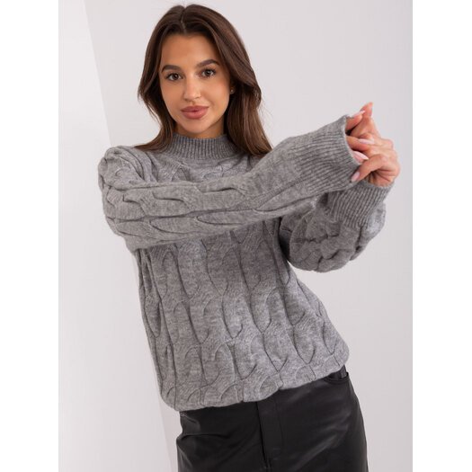 Sweter-AT-SW-2235.00P-ciemny szary