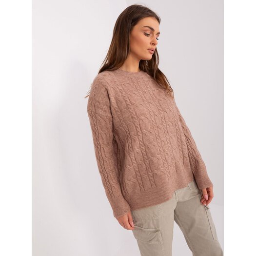 Sweter-AT-SW-2335.27-ciemny bezowy