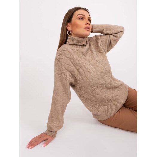 Sweter-AT-SW-23401.97P-ciemny bezowy