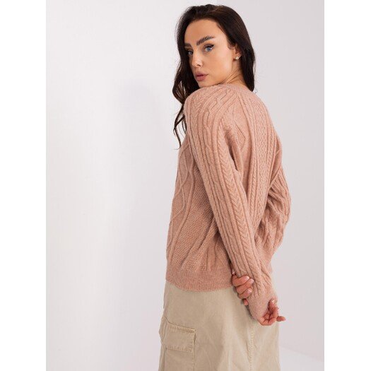 Sweter-AT-SW-2346-2.99P-ciemny bezowy