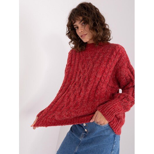 Sweter-AT-SW-2363-2.04P-ciemny czerwony