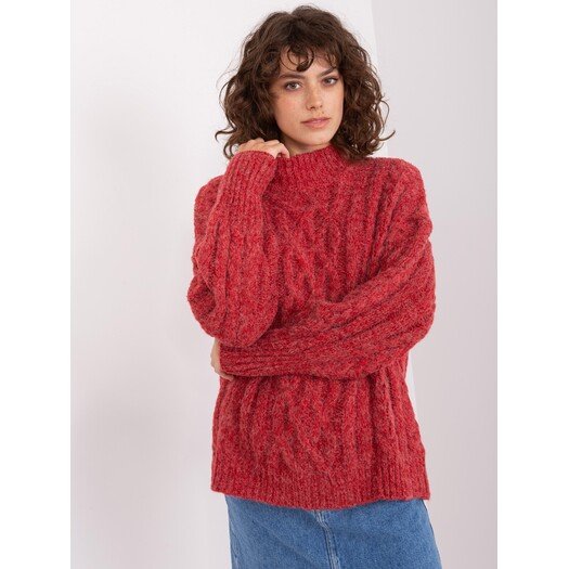 Sweter-AT-SW-2363-2.04P-ciemny czerwony