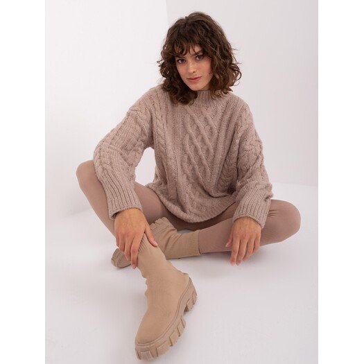 Sweter-AT-SW-2363-2.30-ciemny bezowy