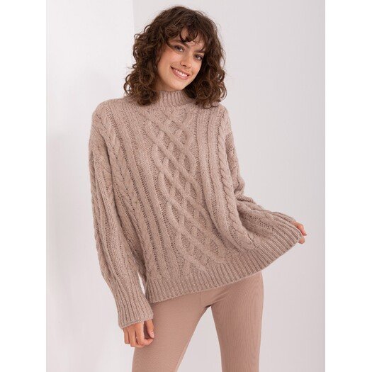 Sweter-AT-SW-2363-2.30-ciemny bezowy