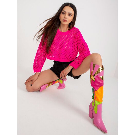 Sweter-BA-SW-9008.35P-fluo różowy