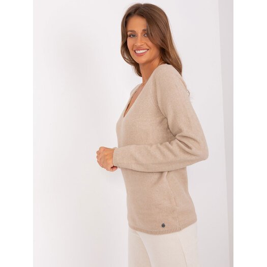 Sweter-D93110W90652B3VEN-ciemny bezowy