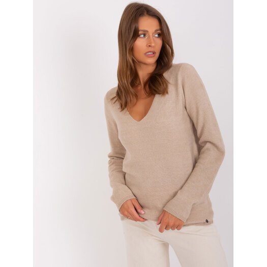 Sweter-D93110W90652B3VEN-ciemny bezowy