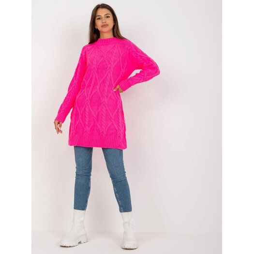 Sweter-LC-SW-8012.88P-fluo różowy