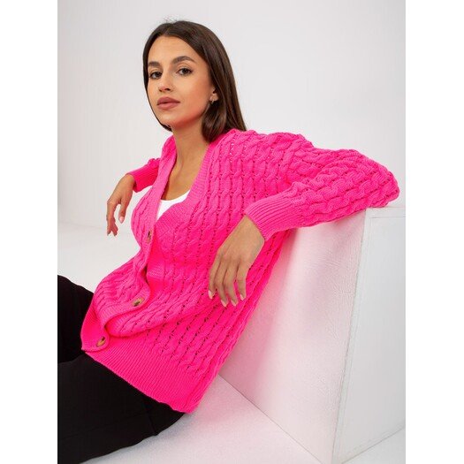 Sweter-LC-SW-8036.74P-fluo różowy